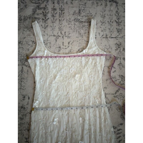 Lulus Extraordinary Glamour 3D Floral Beaded Backless Maxi Wedding Dress Medium - Picture 6 of 11